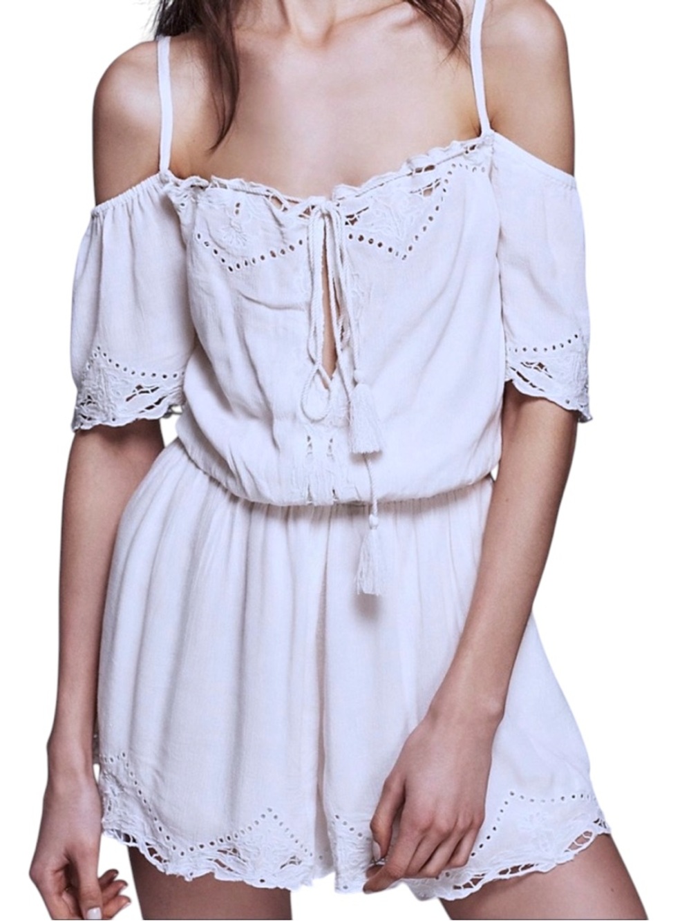 Free People romance cold shoulder shorts romper